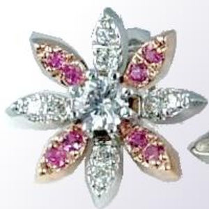 Diamond Stud Earrings .74TDW .27Pink S 14KT White